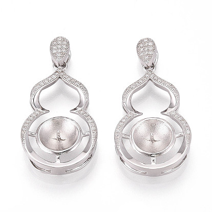 925 подвески-гвоздики из стерлингового серебра с микропаве из кубических цирконий, Горлянка, за половину пробурено бисера