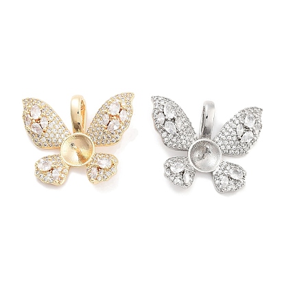 Brass Clear Cubic Zirconia Peg Bails, Cadmium Free & Nickel Free & Lead Free, Butterfly