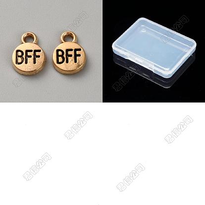 60 pendentifs en alliage pcs, breloques plates et rondes avec le mot bff