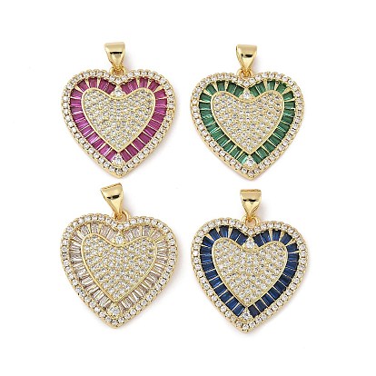 Латунные микро проложить кубического циркония подвески, сердце, долговечный, стойки покрытие