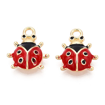 Подвески из эмали и сплава, без кадмия, без никеля и без свинца, золотой свет, очарование божьей коровки, стойки покрытие
