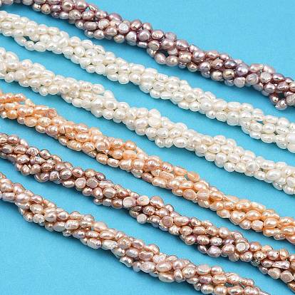 Нити из натурального культивированного пресноводного жемчуга, двух сторон полированной
