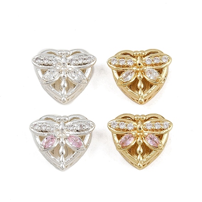 Многожильные звенья из латуни с паве из кубического циркония, долговечный, сердце с стрекоза