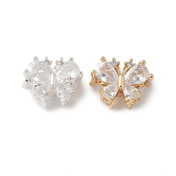 Латунные микропаве из прозрачного кубического циркония, без кадмия, без никеля и без свинца, бабочка