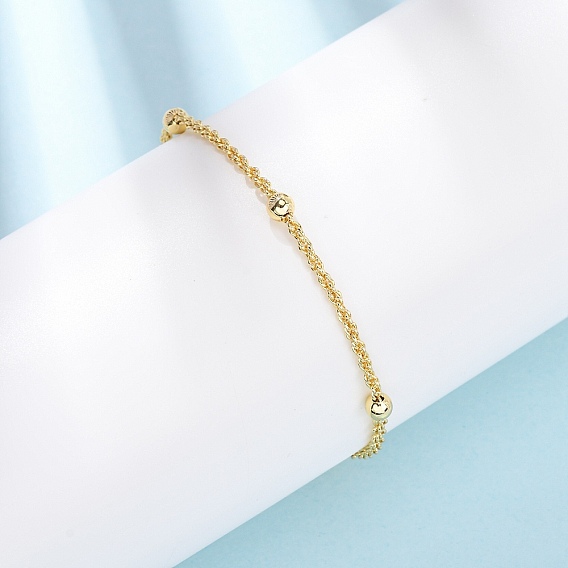 Латунные спутниковые цепи браслеты для женщин, долговечный, стойки покрытие, без кадмия и без свинца