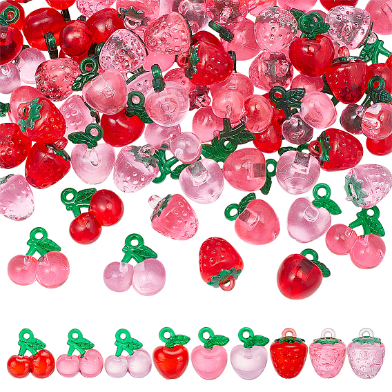 72 шт 9 стили прозрачные подвески из смолы, фрукты, разнообразные
