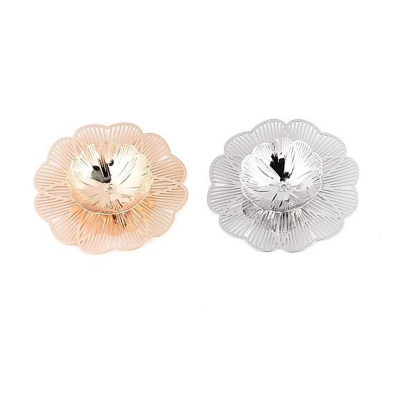 Шапочки и конусы для бусин, латунные, цветок