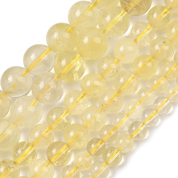 Нити из натуральных бусин лимонного кварца (обработанных нагреванием), круглые