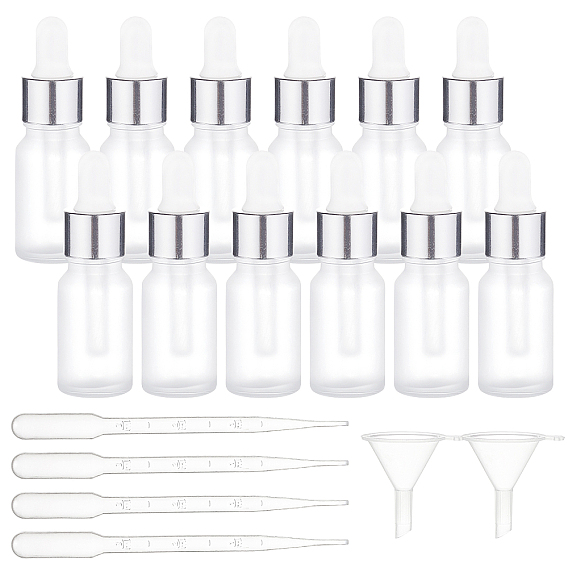 10ml Frosted Glass Bottle, with Long Thin Dropper, 3ML Disposable Plastic Dropper, Mini Transparent Plastic Funnel Hopper