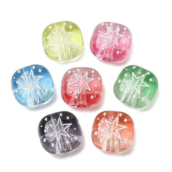 Gradient Color Transparent Acrylic Beads, Square & Star