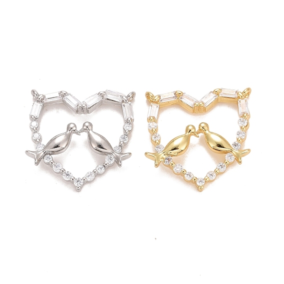 Подвески из кубического циркония с покрытием из латуни, с прыжковых колец, долговечный, без свинца и без кадмия, сердце