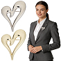 2Pcs 2 Colors Alloy Heart Brooch Pin, Badge for Backpack Clothes
