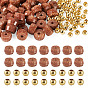 50Pcs Synthetic Goldstone Beads, Faceted, Rondelle, with 50Pcs Golden Tone Brass Solid Round Beads