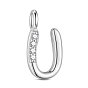 925 Sterling Silver Charms, with Grade AAA Cubic Zirconia, For Bracelet Making, Letter U