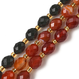 Природный агат бисер нитей, граненые, рис, с бисером, окрашенная и подогревом
