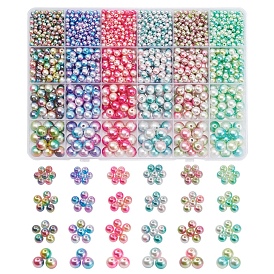 2148 pcs arc-en-ciel abs en plastique imitation perles de perles, perles de sirène gradient, ronde
