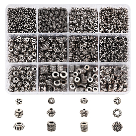CHGCRAFT 1290Pcs 12 Style CCB Plastic Beads, Corrugated Beads, Rondelle & Column & Flower & Polygon & Drum & Round