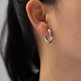 Stainless Steel Solid Hoop Earrings for Women, Non-Fading Trendy Jewelry