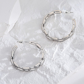 Chic and Unique Chain Link White Gold Plated Zirconia Earrings for Women