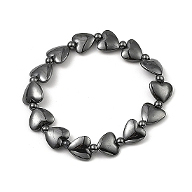 Synthetic Non-Magnetic Hematite Beaded Bracelets, Heart