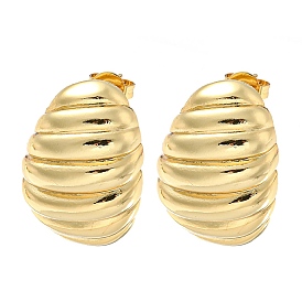 Rack Plated Chunky Teardrop Brass Stud Earrings for Women, Lead Free & Cadmium Free, Long-Lasting Plated
