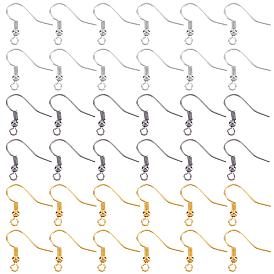 300Pcs 3 Colors Iron Earring Hooks, with Horizontal Loop, Earring Making Accessories