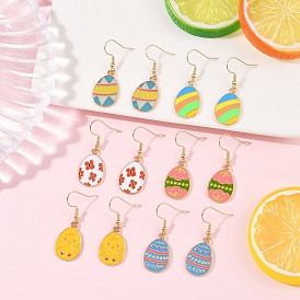 Серьги-подвески в форме яйца из эмалевого сплава, с 304 нержавеющей стали серьги крючки, золотые