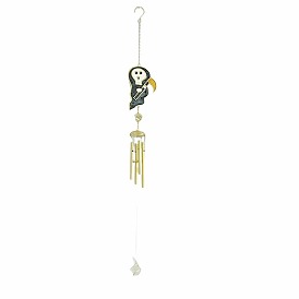 Halloween Death Alloy & Iron & Eanmel Wind Chime, for Garden Outdoor Hanging Decoration