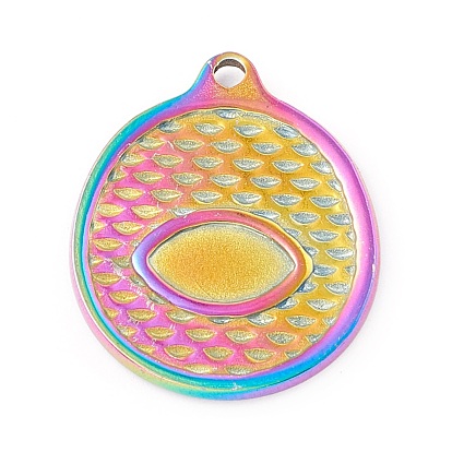 Ion Plating(IP) 304 Stainless Steel Pendants, Flat Round with Eye