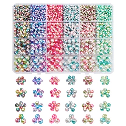 2148 pcs arc-en-ciel abs en plastique imitation perles de perles, perles de sirène gradient, ronde