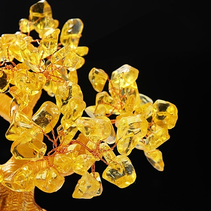 Natural Yellow Crystal Cluster Decoration, Home Demagnetizing Energy Stone Decorative Ornaments, Tree