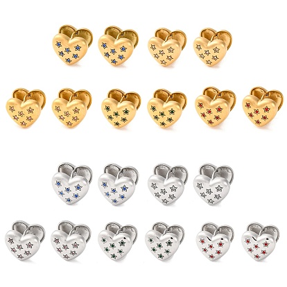 304 серьги-кольца из нержавеющей стали с прозрачным кубическим цирконием для женщин, Сердце звездочкой