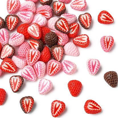 Непрозрачные кабошоны из смолы, имитация еды, половинка клубники