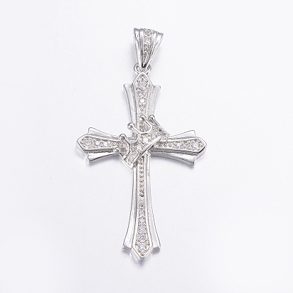 Латунные микро проложить кубического циркония подвески, долговечный, крестик