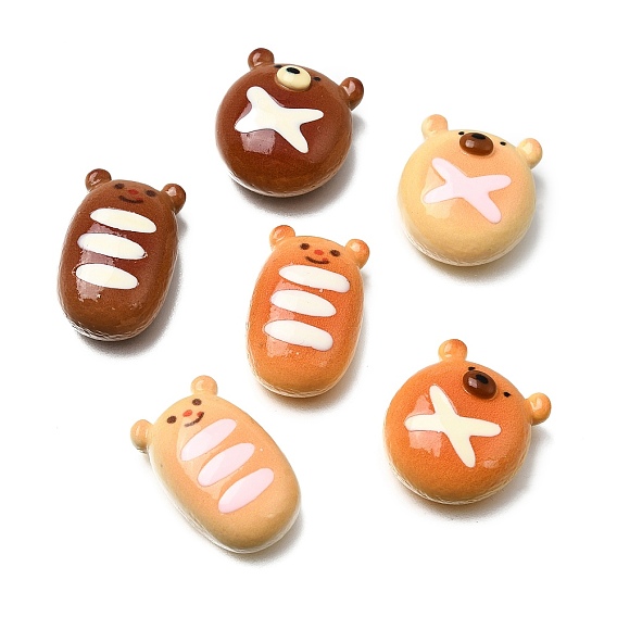 Opaque Resin Imitation Food Cabochons, Bear Bread
