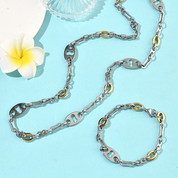 201 Цепочки и браслеты из нержавеющей стали, овал и бесконечность, ионное покрытие (ip)