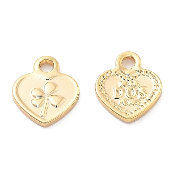 Латунь прелести, сердце с клеверным рисунком