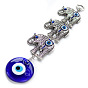 Glass Blue Evil Eye Pendant Decorations, with Alloy Elephant Link, for Wall Car Hanging Decoration