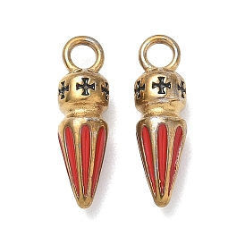 304 Stainless Steel Enamel Pendants, Cone with Cross Charms, Ion Plating(IP)