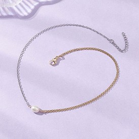 Подвеска из натурального культивированного пресноводного жемчуга с рисом 304 двухслойные ожерелья из нержавеющей стали, белые