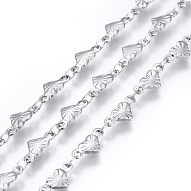 304 Stainless Steel Link Chains, Soldered, Ion Plating(IP), Heart