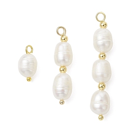 3 шт. 3 стили подвески из натурального жемчуга и риса, подвески из бисера с 304 фурнитурой из нержавеющей стали и латуни, белые