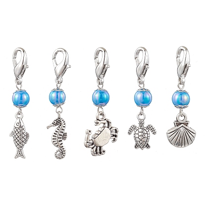 Подвесные украшения из акрила из сплава, с застежками-карабинами, разнообразные