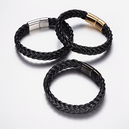 Плетеные браслеты шнур кожаный, с 304 выводов из нержавеющей стали и магнитных застежках