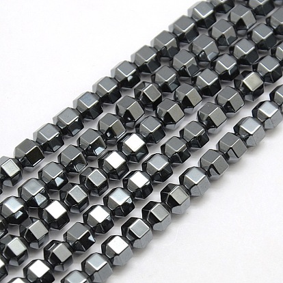 Magnetic Synthetic Hematite Faceted Polygon Beads Strandss