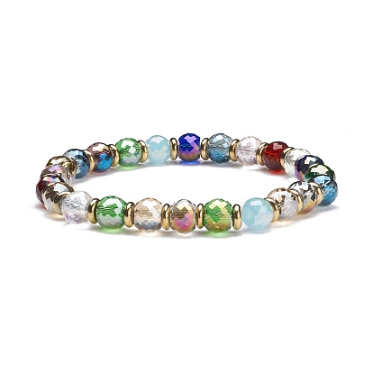 Bling Color Glass Beads Stretch Bracelets, Non-magnetic Synthetic Hematite Beads Power Bracelet for Girl Women