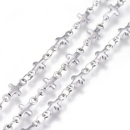 304 Stainless Steel Link Chains, Soldered, Cross