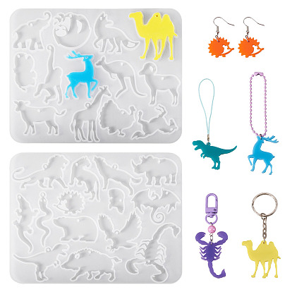 2 pièces 2 styles moules en silicone pour pendentifs à faire soi-même, moules de résine, pour la résine UV, fabrication artisanale de résine époxy, fumée blanche