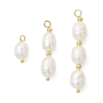 3 шт. 3 стили подвески из натурального жемчуга и риса, подвески из бисера с 304 фурнитурой из нержавеющей стали и латуни, белые