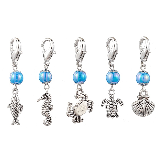 Подвесные украшения из акрила из сплава, с застежками-карабинами, разнообразные